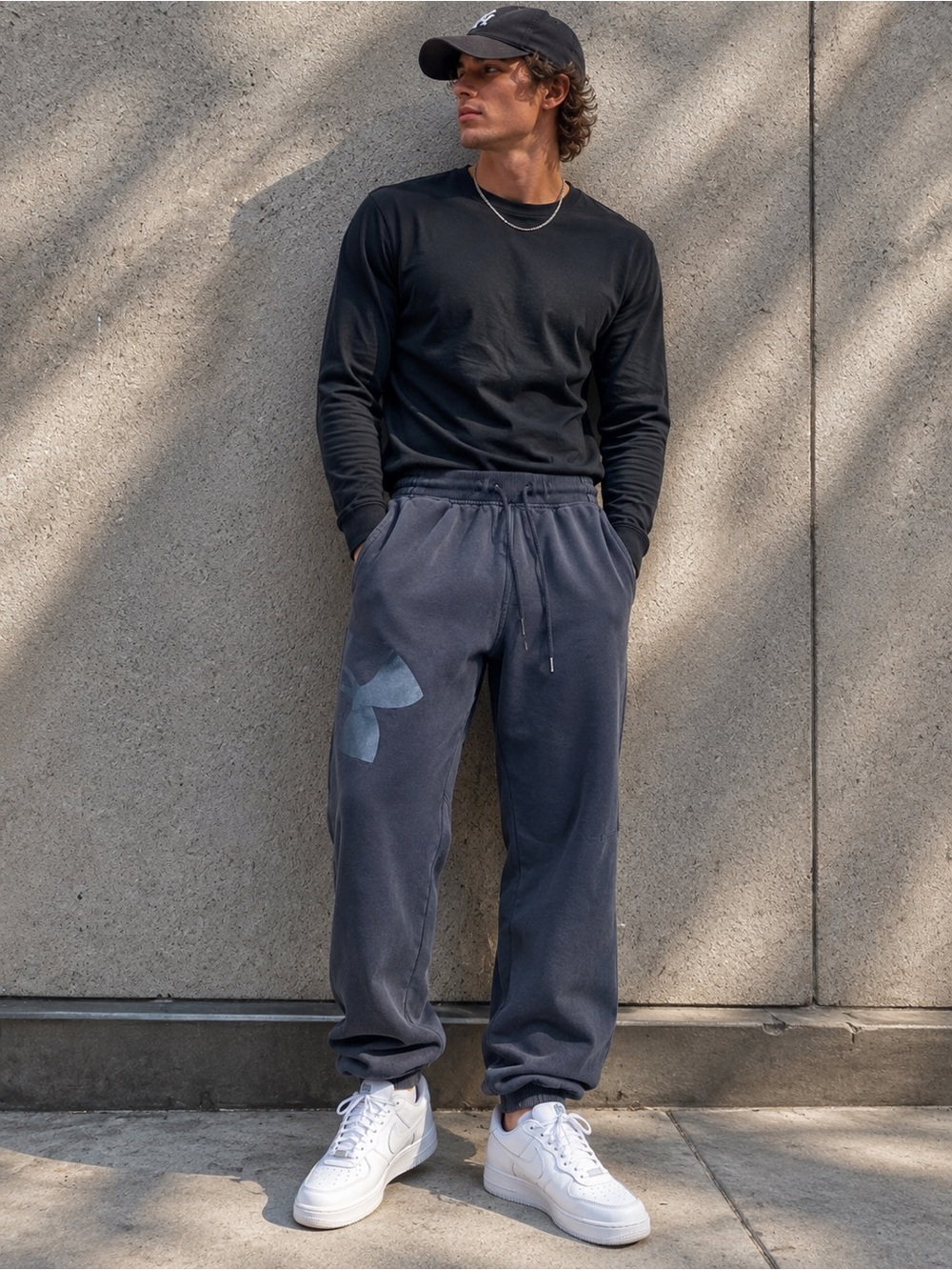 Under Armour Men's Charcoal Drawstring Joggers with Subtle Logo